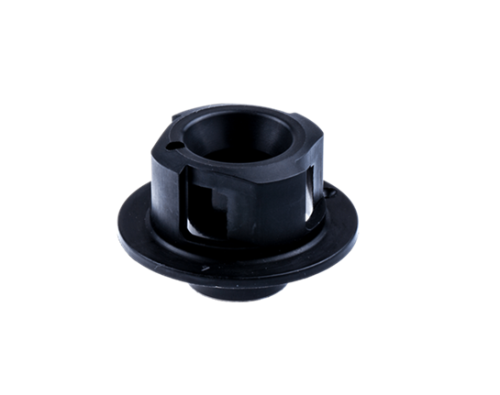 Płytka rozrusznika wykaszarki Husqvarna 543RS/243R w kolorze czarnym, z materiału tworzywowego. Widok frontalny, produkt leży poziomo. Widoczne wycięcia i otwory montażowe, średnica około 5 cm. Tło jednolite, podkreślające kształt produktu.