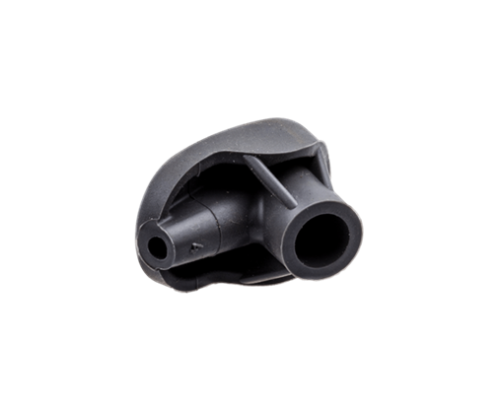 Fajka świecy wykaszarki Husqvarna w kolorze czarnym, wykonana z tworzywa sztucznego, z dwoma otworami. Posiada ergonomiczną formę, z widocznym mocowaniem. Ujęcie w zbliżeniu, produkt leży na jednolitym tle, podkreślając detale konstrukcji.