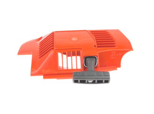 Rozrusznik do wykaszarki Husqvarna 225R/235R 232L w kolorze pomarańczowym, z szarym uchwytem. Widok z boku, na jednolitym tle. Produkt ma otwory wentylacyjne, oznaczenie klasowe oraz mocowanie. Przeznaczony do użytku w maszynach ogrodniczych.