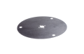 Okrągła, metaliczna osłona tarczy tnącej do Automower 320/330X Husqvarna, szara, z centralną otoczką i czterema otworami montażowymi, na jednolitym tle dla łatwej identyfikacji elementów mocujących.