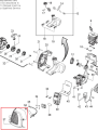Osłona tłumika wykaszarki Husqvarna 128R/128L w kolorze czarnym. Element zajmuje pozycję leżącą, na białym tle. Widoczne otwory montażowe oraz subtelne detale konstrukcyjne. Idealna do zastosowania w sprzęcie ogrodniczym.