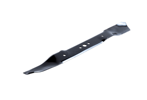 Nóż kosiarki Husqvarna o długości 56 cm, czarny, metalowy, z lekko zaokrąglonym końcem. Widoczne otwory montażowe do łatwego przymocowania. Ujęcie w poziomie, z rozłożonym nożem na jednolitym tle.