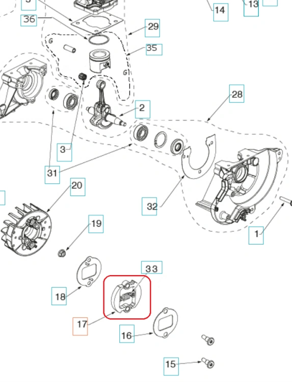 Metalowe sprzęgło do wykaszarki Husqvarna 129R/325R i podkaszarki 129C, prostokątne, z otworami montażowymi i logo marki na jasnym tle.