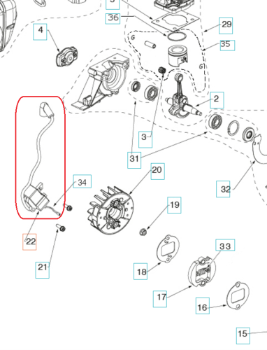 Moduł zapłonowy do wykaszarki Husqvarna 129R/325R i podkaszarki 129L, prostokątny metalowy element z kablem i złączkami, na jasnym tle, gotowy do montażu.