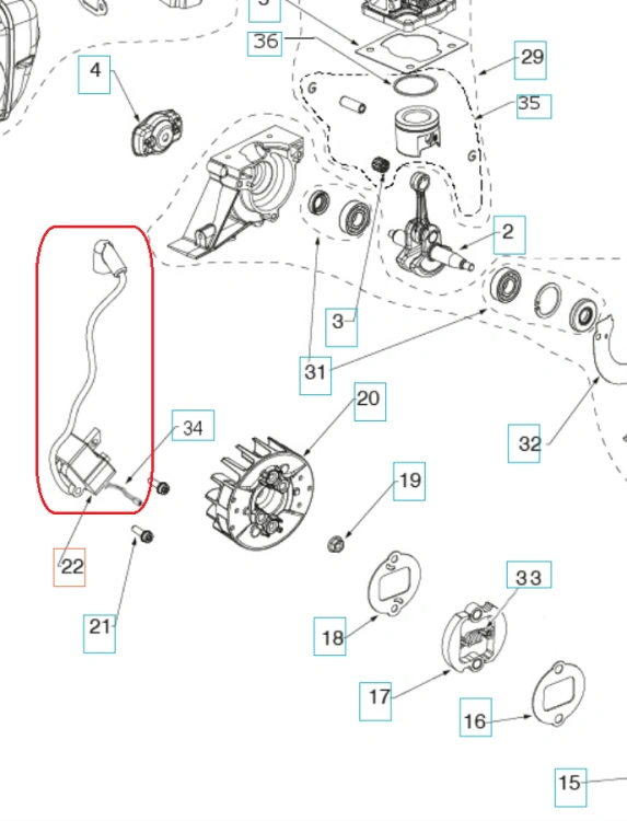 Moduł zapłonowy do wykaszarki Husqvarna 129R/325R i podkaszarki 129L, prostokątny metalowy element z kablem i złączkami, na jasnym tle, gotowy do montażu.