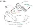 Dźwignia mocy gazu do wykaszarki Husqvarna 225R/227L w kolorze szarym, z ergonomicznym uchwytem i widocznymi przyciskami. Produkt leży na białym tle, z detalami w postaci numerów części i złączek. Idealna do precyzyjnego sterowania urządzeniem.
