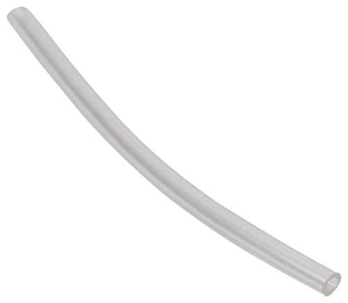 Przewód paliwowy wykaszarki 323R i podkaszarki 129C Husqvarna, elastyczny, półprzezroczysty. Ułożony poziomo, bez widocznych mocowań. Gładka powierzchnia, lekko zaokrąglone końce. Długość niewidoczna na zdjęciu, tło czarne.