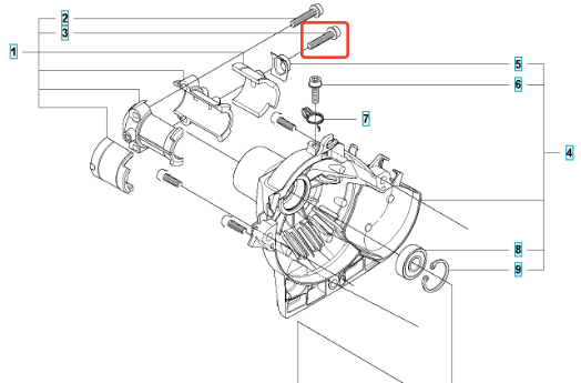 Sprężyna rozrusznika do wykaszarki 323RII Husqvarna, metalowa, w formie spiralnej, o szarej fakturze. Widoczna z boku, w ujęciu szczegółowym, podkreślająca konstrukcję. Zestaw części, w tle widoczne inne elementy mechanizmu.