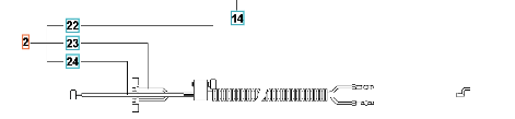 Linka gazu do wykaszarki Husqvarna 323RII, czarna, wytrzymała, elastyczna, z metalowym prostokątnym końcem i numeryczną tabliczką. Widoczne mocowania i detale w zbliżeniu.