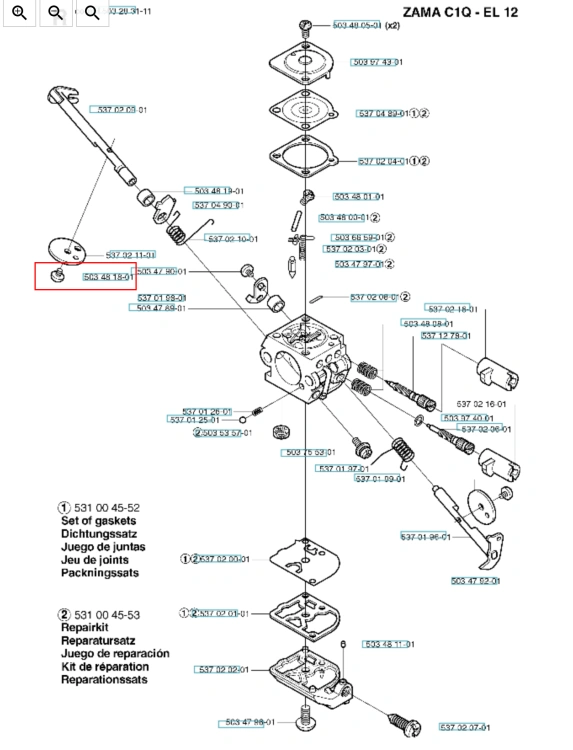 Śruba przepustnicy gaźnika do kosy 135R/pilarki 135 Husqvarna, metalowa, w kolorze srebrnym, z gwintem. Widoczna z boku, w pozycji leżącej, na białym tle. Brak dodatkowych oznaczeń lub detali. Idealna do montażu w silnikach tych urządzeń.