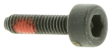 Śruba M4x16 12.9 TBO do wykaszarki Husqvarna 323RJ, czarna, z sześciokątną główką, gwintem, czerwoną kropką na trzonie i lekko matową powierzchnią, idealna do mocowania elementów w maszynach.