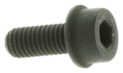 Śruba M5x12 o klasie twardości 12.9, z łbem heksagonalnym, w kolorze czarnym. Widoczna jest gwintowana część, prezentująca teksturę metalu. Ujęcie z boku ukazuje detale konstrukcyjne. Idealna do wykaszarek Husqvarna 323RJ.