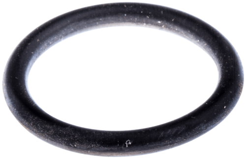 Uszczelka o-ring do wykaszarki 323RJ Husqvarna, czarna, z gładką fakturą i okrągłym kształtem. Widoczna z bliska, leżąca na czarnym tle, bez dodatkowych elementów. Idealna do uzyskania szczelności w urządzeniach ogrodniczych.