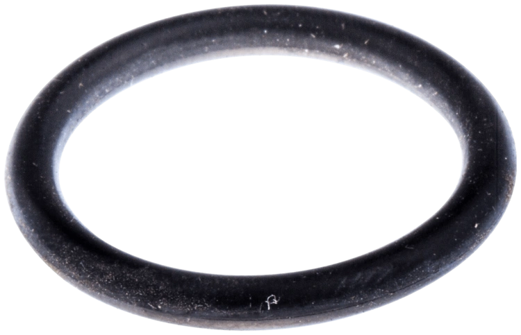 Uszczelka o-ring do wykaszarki 323RJ Husqvarna, czarna, z gładką fakturą i okrągłym kształtem. Widoczna z bliska, leżąca na czarnym tle, bez dodatkowych elementów. Idealna do uzyskania szczelności w urządzeniach ogrodniczych.