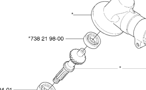 Łożysko kulkowe wykaszarki 324RX Husqvarna w białym tle. Widać okrągły kształt łożyska, z wyraźnym, czarnym symbolem Husqvarna oraz oznaczeniem numeru części. Produkt leży poziomo, ukazując detale konstrukcyjne oraz gładką powierzchnię.