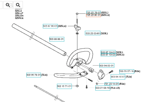 Śruba M6x50 8.8 ZPB do wykaszarki Husqvarna 323RJ, pozioma, metaliczna, srebrna, z gwintem i główką. Zdjęcie na białym tle, bez napisów i logo, skupione na szczegółach.
