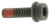 Śruba M5 x 12 12.9 DS z czerwoną substancją zabezpieczającą na gwincie, w układzie poziomym. Metalowa, matowa powierzchnia, sześciokątna główka, średni rozmiar. Widoczne nacięcia gwintu oraz oznaczenia jakości materiału.