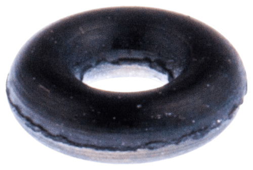 Uszczelka o-ring do podkaszarki Husqvarna w formie okręgu o średnicy około 2 cm. Wykonana z czarnego, elastycznego materiału, gładka na powierzchni. Zdjęcie zbliżeniowe ukazuje szczegóły krawędzi i wewnętrznej strony uszczelki.