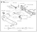 Połowa uchwytu wykaszarki 324RX Husqvarna w kolorze szarym z ergonomicznym kształtem. Widok z boku, produkt leżący na płaskiej powierzchni. Na uchwycie widoczne są numery części oraz logo producenta, co podkreśla autentyczność elementu.