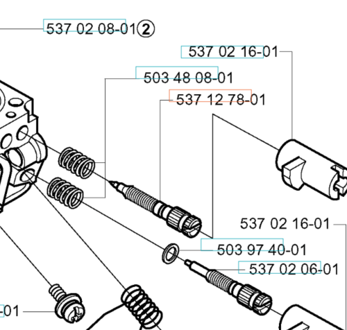 Metalowa śruba IDLE MIXTURE do wykaszarki Husqvarna 324RX, cylindryczna z widocznym gwintem, teksturą i oznaczeniami, przedstawiona poziomo z etykietą numeru katalogowego.