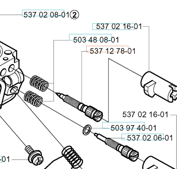 Metalowa śruba IDLE MIXTURE do wykaszarki Husqvarna 324RX, cylindryczna z widocznym gwintem, teksturą i oznaczeniami, przedstawiona poziomo z etykietą numeru katalogowego.