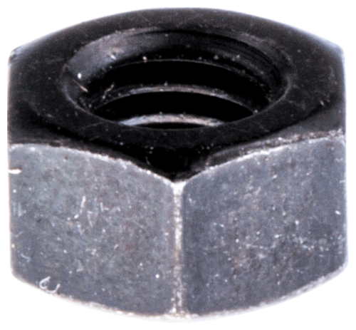 Nakrętka wykaszarki 355RX Husqvarna M5 8 TBO, w kolorze ciemnoszarym, sześciokątna, wykonana z metalu. Ujęcie z boku, ukazuje gwint wewnętrzny, brak widocznych napisów. Produkt pozostaje na równym tle, co podkreśla jego kształt i detale.