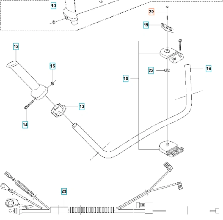 Śruba M6x70 10.9 do wykaszarki Husqvarna 355RX, wykonana ze stali, z oznaczeniem na łbie. Widok frontalny, na białym tle. Zbliżenie na gwint i długość śruby, uniwersalne zastosowanie w sprzęcie ogrodowym.