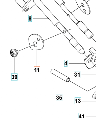 Przepustnica gaźnika do wykaszarki Husqvarna 345FR, z metalowymi elementami montażowymi, widziana z góry. Zawiera oznaczenia numeryczne części oraz detale konstrukcyjne, w tym otwory i wyprofilowane krawędzie. Tło jednolite.