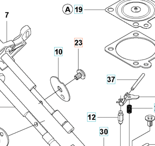 Metalowa śruba gaźnika do wykaszarki Husqvarna 355Fxt, srebrna, z widoczną główką i gwintem, na jasnym tle, pokazująca detale mocowania i powierzchni.