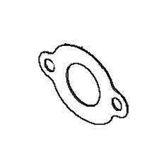 Uszczelka gaźnika wykaszarki 355RX Husqvarna w owalnym kształcie, wykonana z ciemnego materiału gumo-podobnego. Widoczne dwa otwory na mocowania. Produkt leży płasko na białym tle, bez dodatkowych elementów. Idealna do zastosowań w ogrodnictwie.