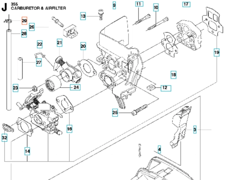 Opaska zaciskowa do wykaszarki Husqvarna 355RX, trudna do rozpoznania jako metalowy element w kolorze srebrnym. Widok z boku, w położeniu leżącym, ukazujący szczegóły mocowania oraz wyraźne napisy. Tło białe, co podkreśla formę produktu.