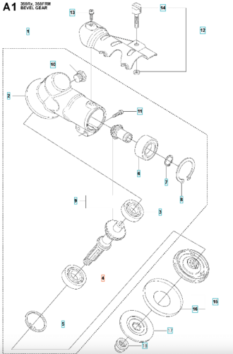 Łożysko kulkowe do wykaszarki 355RX i pilarki 550XP Husqvarna, zestaw montażowy z metalowymi elementami cylindrycznymi, uszczelkami i zębatkami w różnych rozmiarach, kolor srebrny/stalowy.