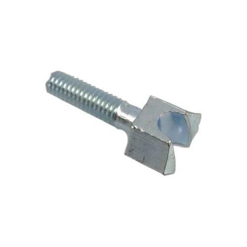 Śruba wykaszarki 355RX Huqvarna M6x22 8.8 ZPB o metalicznym wykończeniu. Z widocznym zaznaczeniem na główce w kształcie litery U. Stoi w pozycji pionowej, z gwintem widocznym w dolnej części. Na białym tle dla lepszej przejrzystości.