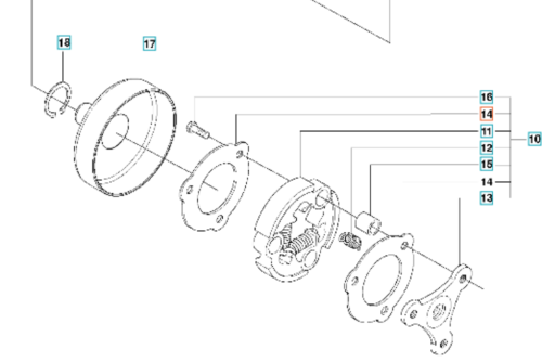 Czarna podkładka do wykaszarki 355RX Husqvarna, wytrzymała, okrągła z otworami montażowymi. Widoczna z boku na prostym tle z wyraźnymi konturami i detalami technicznymi.