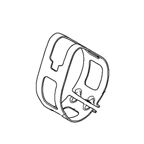 Łącznik do wykaszarki Husqvarna 555RXT w widoku z boku. Produkt ma prostokątny kształt z wycięciami, wykonany z tworzywa sztucznego. Widoczne są elementy mocujące, montażowe oraz logo producenta. Tło białe, co podkreśla detale konstrukcyjne.