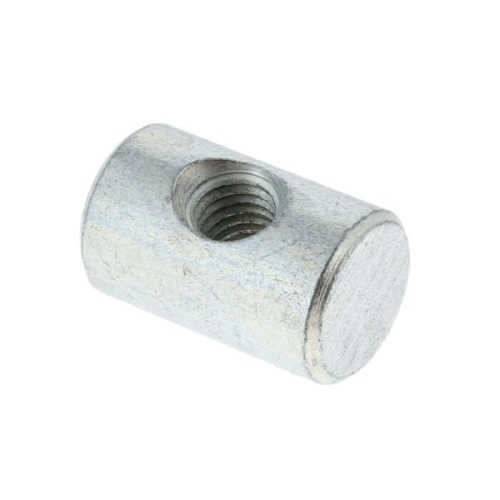 Nakrętka wykaszarki 545F Husqvarna, metalowa, cylindryczna, z gwintowanym otworem pośrodku. Widok frontalny, na białym tle, bez dodatkowych elementów. Brak czytelnych napisów lub logo. Wymiary proporcjonalne do standardowej nakrętki.
