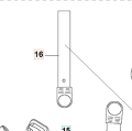 Metalowy łącznik do wykaszarki Husqvarna 545FXT, prostokątny, z bocznym wycięciem do mocowania. Numer 16 widoczny na jednolitym tle, podkreślającym konstrukcję. Idealny do urządzeń ogrodowych.