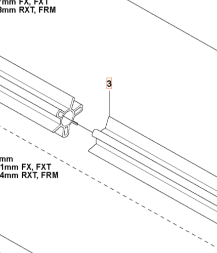 Łożysko wykaszarki 555RXT Husqvarna, widok z boku. Gładka, metaliczna powierzchnia z oznaczeniami wymiarów i numerem 3. Widać elementy mocujące i średnicę na białym tle.
