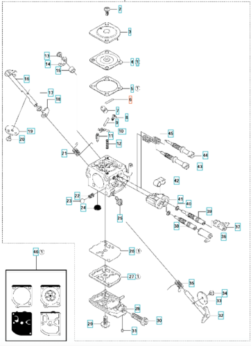 Zaślepka gaźnika do wykaszarki Husqvarna 345Fxt, zaokrąglona, ciemna z logo Husqvarna na środku, widoczna z przodu na jasnym tle.
