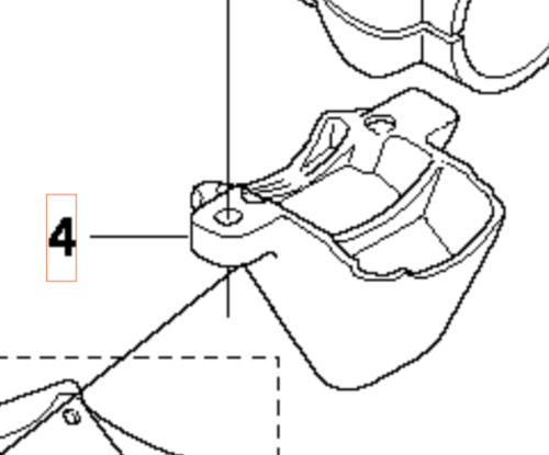Adapter wykaszarki 345Fxt Husqvarna, czarny, z otworem mocującym i oznaczeniem 4 na boku. Prosty, minimalistyczny kształt, na białym tle.