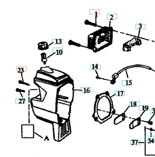 Śruba wykaszarki 32 RL Husqvarna, metalowa, z gwintem i lekko wypukłą główką. Widoczna z boku, w szczegółowym zbliżeniu pokazującym kształt i detale. Na białym tle, bez dodatkowych elementów obok.