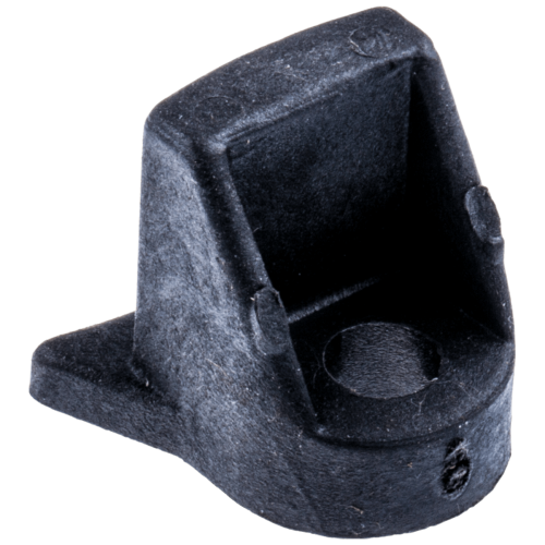 Podkładka wykaszarki 32R/GT26D Husqvarna w kolorze czarnym, wykonaną z tworzywa sztucznego. Produkt w pozycji leżącej, widoczny z boku, ukazujący szczegóły kształtu oraz otwór montażowy na spodzie. Brak dodatkowych elementów dekoracyjnych.