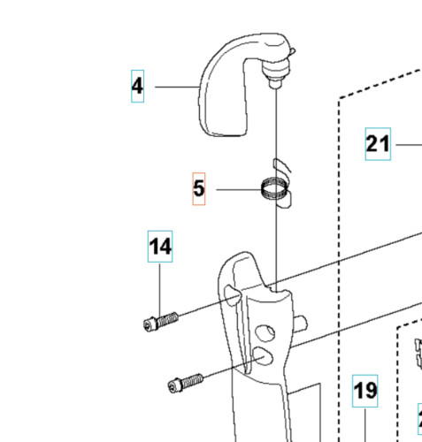 Sprężyna wykaszarki 355Fxt Husqvarna, metalowa, o cylindrycznym kształcie, w kolorze srebrnym. Widok z góry, w zbliżeniu, pokazujący szczegóły konstrukcji i mocowania. Elementy montażowe widoczne obok, na białym tle.