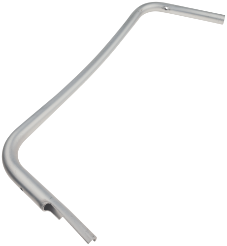 Uchwyt wykaszarki Husqvarna 355FXT/545FXT, metaliczny, zakrzywiony kształt, widoczne mocowanie na końcu, lekka konstrukcja. Ujęcie z boku, produkt leży na jednolitym tle. Wymiary i detale mocowania nie są widoczne w tym ujęciu.