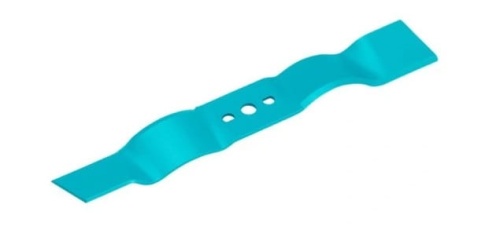 Nóż zapasowy do art. 5023, w intensywnym błękitnym kolorze, o ergonomicznym kształcie z dwoma otworami. Ułożony poziomo na jednolitym tle. Gładka faktura, wykonany z wytrzymałego materiału. Przeznaczony do precyzyjnego cięcia.