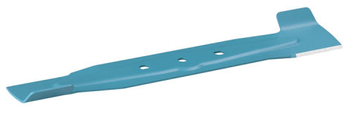 Nóż zapasowy do PowerMax 32 cm w kolorze błękitnym, wykonany z metalu. Płaski kształt z rowkami montażowymi, ostre krawędzie. Widoczny w pozycji leżącej na białym tle. Idealny do precyzyjnego cięcia.
