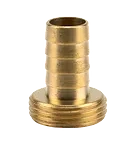 Przyłącze kranowe mosiężne 1-częściowe 1/2/G 3/4 w kolorze złotym, o cylindrycznym kształcie. Produkty ukazany z boku na jednolitym tle. Wyraźne gwinty na końcach, bez dodatkowych zdobień. Idealne do instalacji hydraulicznych.