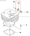 Opaska zaciskowa do wykaszarki Husqvarna 345Fxt, czarna, okrągła z centralną szczeliną, widoczna z boku na białym tle. W zestawie element mocujący i części silnika.