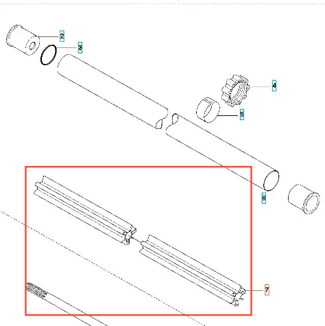 Łożysko wału wykaszarki Husqvarna 345Fxt, srebrne z rowkami, zbliżenie detalu pokazujące konstrukcję. Element bez akcesoriów na białym tle. Idealne do maszyn ogrodniczych.
