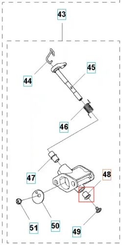 Czarna tulejka gaźnika wykaszarki Husqvarna 345 FR, cylindryczna z dużą gwintowaną końcówką, nakrętką i elementami mocującymi na białym tle, ukazująca detale z boku.